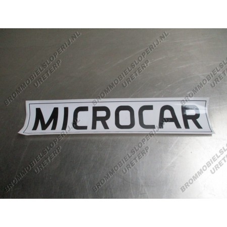 Microcar Sticker wit met zwarte letters (Lang)